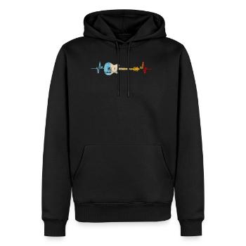 Geschenk Herzschlag Gitarre Vinatge - Männer Premium Bio Hoodie - Schwarz - Vorne - Nico (187cm)