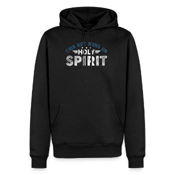 This Guy Runs On Holy Spirit Heiliger Geist - Männer Premium Bio Hoodie - Schwarz - Vorne - Nico (187cm)