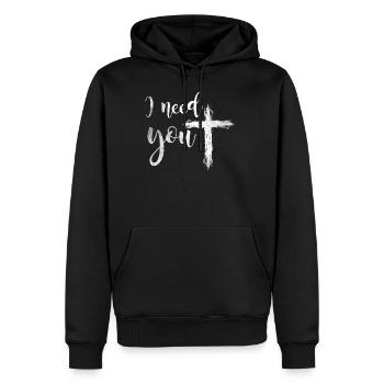 I Need You Kreuz Jesus Geschenk - Männer Premium Bio Hoodie - Schwarz - Vorne - Nico (187cm)