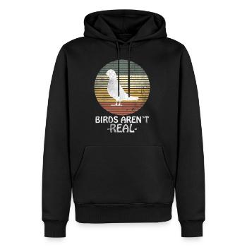 Vintage Retro Birds Aren´t REAL - Männer Premium Bio Hoodie - Schwarz - Vorne - Nico (187cm)