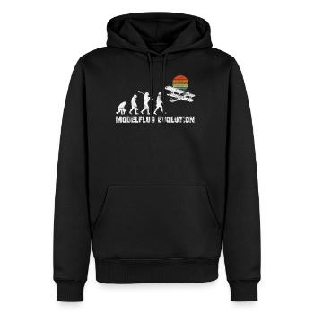 Modellflug Sport Evolution Pilot Flugzeug Spruch M - Männer Premium Bio Hoodie - Schwarz - Vorne - Nico (187cm)