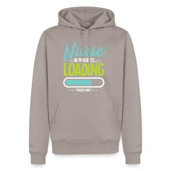 Infirmière hôpital Proverbes Nurse - Sweat à capuche Premium bio Homme - taupe - Devant - Nico (187cm)