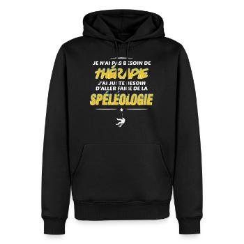 Spéléologie / Spéléo - Sweat à capuche Premium bio Homme - noir - Devant - Nico (187cm)