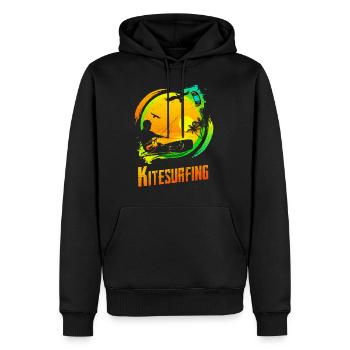Vintage KITE Surfer Kiten Kiteboarding Retro Kites - Männer Premium Bio Hoodie - Schwarz - Vorne - Nico (187cm)