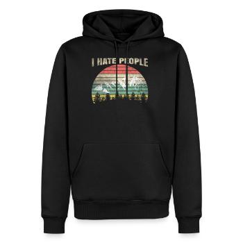 Je déteste les gens t-shirt cadeau tente de montagne randonneur - Sweat à capuche Premium bio Homme - noir - Devant - Nico (187cm)