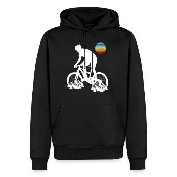 VTT Biker Retro Style Vintage Downhil - Sweat à capuche Premium bio Homme - noir - Devant - Nico (187cm)