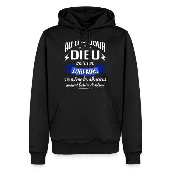 lorrain - Sweat à capuche Premium bio Homme - noir - Devant - Nico (187cm)
