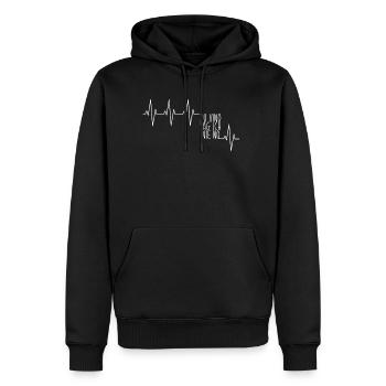 Zu Vino Sag Ich Nie No Heartbeat Herzschlag Wein - Männer Premium Bio Hoodie - Schwarz - Vorne - Nico (187cm)