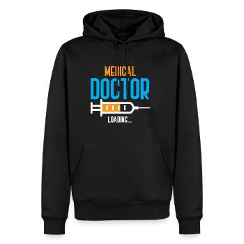 docteur, médecin, médecine, étudiant, doctorat - Sweat à capuche Premium bio Homme - noir - Devant - Nico (187cm)