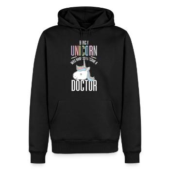 docteur, médecin, médecine, étudiant, doctorat - Sweat à capuche Premium bio Homme - noir - Devant - Nico (187cm)