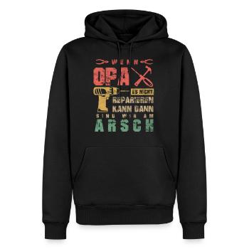 Wenn Opa es nicht Reparieren kann sind wir am Arsc - Männer Premium Bio Hoodie - Schwarz - Vorne - Nico (187cm)
