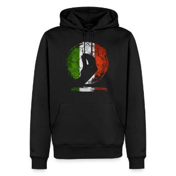 Italienische Flagge Fußball Handgeste CAPISCI - Männer Premium Bio Hoodie - Schwarz - Vorne - Nico (187cm)