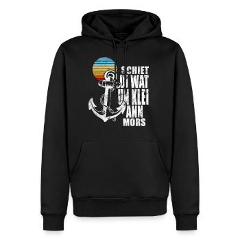 Plattdeutsch Schiet di wat un klei mi ann Mors - Männer Premium Bio Hoodie - Schwarz - Vorne - Nico (187cm)