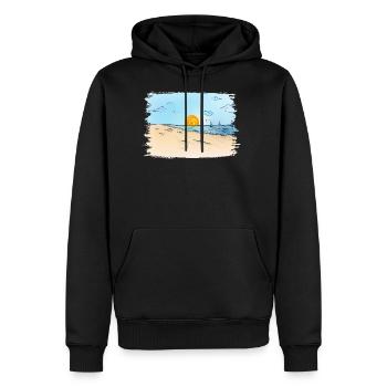 Lever du soleil sur la plage - Sweat à capuche Premium bio Homme - noir - Devant - Nico (187cm)