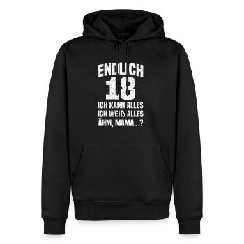 Endlich 18 - 18. Geburtstag - Männer Premium Bio Hoodie - Schwarz - Vorne - Nico (187cm)
