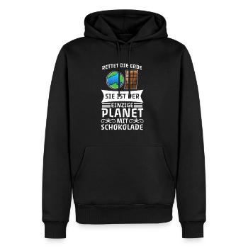 Rettet die Erde einzige Planet mit Schokolade - Männer Premium Bio Hoodie - Schwarz - Vorne - Nico (187cm)