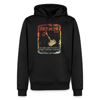 FATHOR Vatertag Geschenk - Männer Premium Bio Hoodie - Schwarz - Vorne - Nico (187cm)