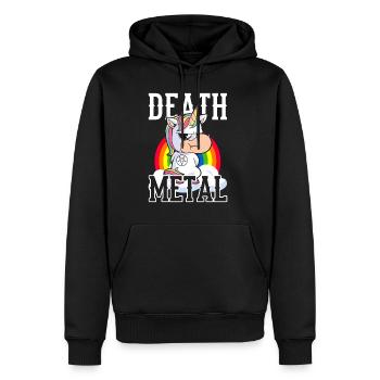 Einhorn Death Metal - Männer Premium Bio Hoodie - Schwarz - Vorne - Nico (187cm)
