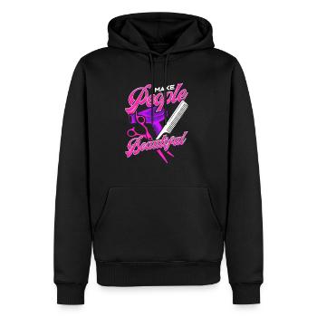 Coiffeur coiffeur salon coiffeur coiffeur - Sweat à capuche Premium bio Homme - noir - Devant - Nico (187cm)