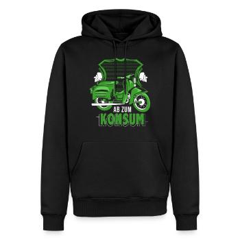 Moped fahren Ostalgie Schwalbe Simson Suhl - Männer Premium Bio Hoodie - Schwarz - Vorne - Nico (187cm)