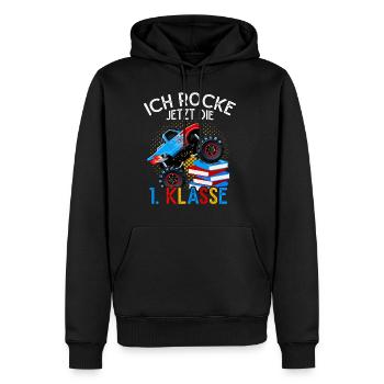 Monstertruck Auto Crash 1. Klasse Schulkind Schule - Männer Premium Bio Hoodie - Schwarz - Vorne - Nico (187cm)