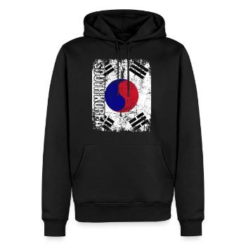 South Korea - Männer Premium Bio Hoodie - Schwarz - Vorne - Nico (187cm)