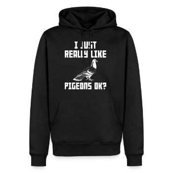 I Just Really Like Pigons OK? - Männer Premium Bio Hoodie - Schwarz - Vorne - Nico (187cm)