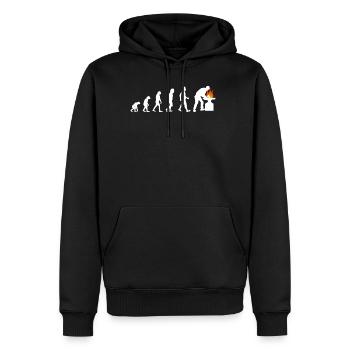 Evolution Blacksmith Flames Farrier Shirt - Men’s Premium Organic Hoodie - black - Front - Nico (187cm)