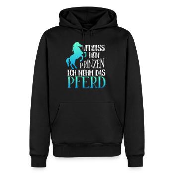 Vergiss den Prinzen ich nehm das Pferd, Prinz - Männer Premium Bio Hoodie - Schwarz - Vorne - Nico (187cm)