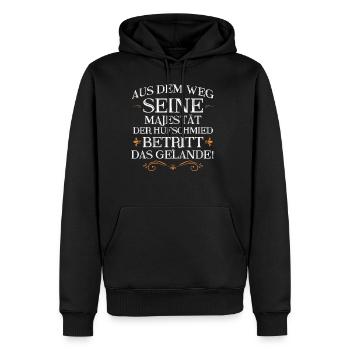 Aus Dem Weg Seine Majestät Der Hufschmied Shirt - Männer Premium Bio Hoodie - Schwarz - Vorne - Nico (187cm)