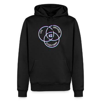 42 réponses Question Life Universe Everything Nerd - Sweat à capuche Premium bio Homme - noir - Devant - Nico (187cm)