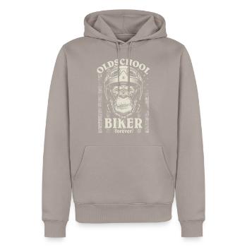 Old School Biker Forever I Gorilla Motorrad Bike - Männer Premium Bio Hoodie - Taupe - Vorne - Nico (187cm)