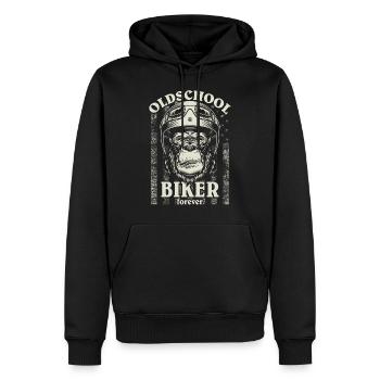 Old School Biker Forever I Gorilla Motorrad Bike - Männer Premium Bio Hoodie - Schwarz - Vorne - Nico (187cm)