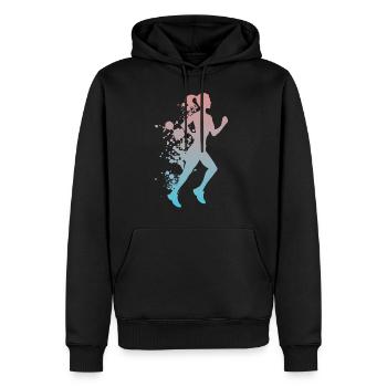 jogging runner marathon sport jogger - Sweat à capuche Premium bio Homme - noir - Devant - Nico (187cm)