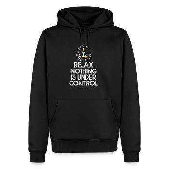 Relax, Nothing Is Under Control 2 - Men’s Premium Organic Hoodie - black - Front - Nico (187cm)