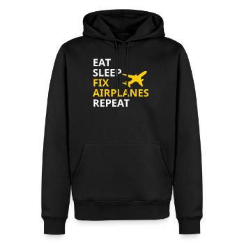 Eat Sleep Fix Airplanes Repeat Flugzeug Bauer - Männer Premium Bio Hoodie - Schwarz - Vorne - Nico (187cm)