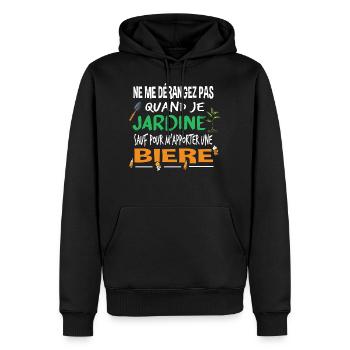 Jardiner Jardinage Bière Alcool Humour Cadeau Rhum - Sweat à capuche Premium bio Homme - noir - Devant - Nico (187cm)