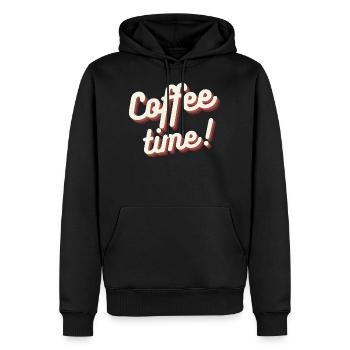 Kaffeezeit - Männer Premium Bio Hoodie - Schwarz - Vorne - Nico (187cm)