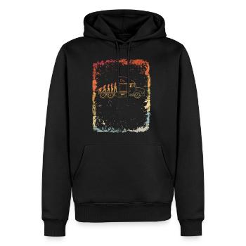 Fernfahrer Evolution LKW Vintage Retro - Männer Premium Bio Hoodie - Schwarz - Vorne - Nico (187cm)
