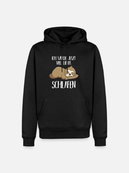 Viel lieber schlafen - Faultier Faulenzer - Männer Premium Bio Hoodie - Schwarz