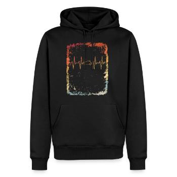 Heartbeat motorcycle biker motorcyclist gift - Men’s Premium Organic Hoodie - black - Front - Nico (187cm)