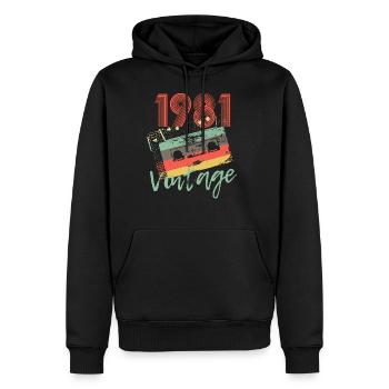 1981 Retro Vintage Kassetten 40. Geburtstags Shirt - Männer Premium Bio Hoodie - Schwarz - Vorne - Nico (187cm)