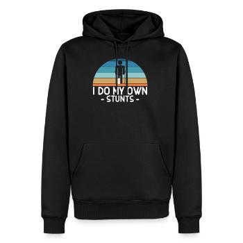 I Do My Own Stunts T-Shirt Beinbruch - Männer Premium Bio Hoodie - Schwarz - Vorne - Nico (187cm)
