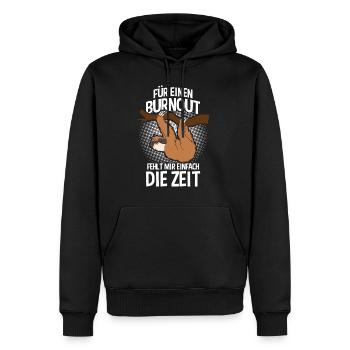 Für einen Burnout - Faultier Faulenzer - Männer Premium Bio Hoodie - Schwarz - Vorne - Nico (187cm)