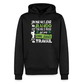 Randonnée Travail Rando Nature Montagne Citations - Sweat à capuche Premium bio Homme - noir - Devant - Nico (187cm)