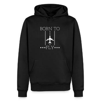 T-shirt Pilote d'avion né pour voler - Sweat à capuche Premium bio Homme - noir - Devant - Nico (187cm)