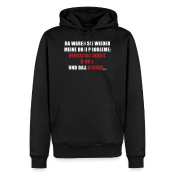 Drei Probleme: Vergesslichkeit, Dings, das andere - Männer Premium Bio Hoodie - Schwarz - Vorne - Nico (187cm)