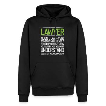 Avocat Droit Avocat Avocat - Sweat à capuche Premium bio Homme - noir - Devant - Nico (187cm)