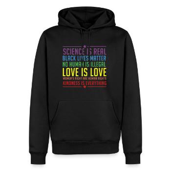 Pride Science is Reeal Black Lives Matter - Männer Premium Bio Hoodie - Schwarz - Vorne - Nico (187cm)