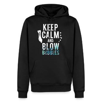 Keep Calm And Blow Bubbles Taucher Tauchen - Männer Premium Bio Hoodie - Schwarz - Vorne - Nico (187cm)